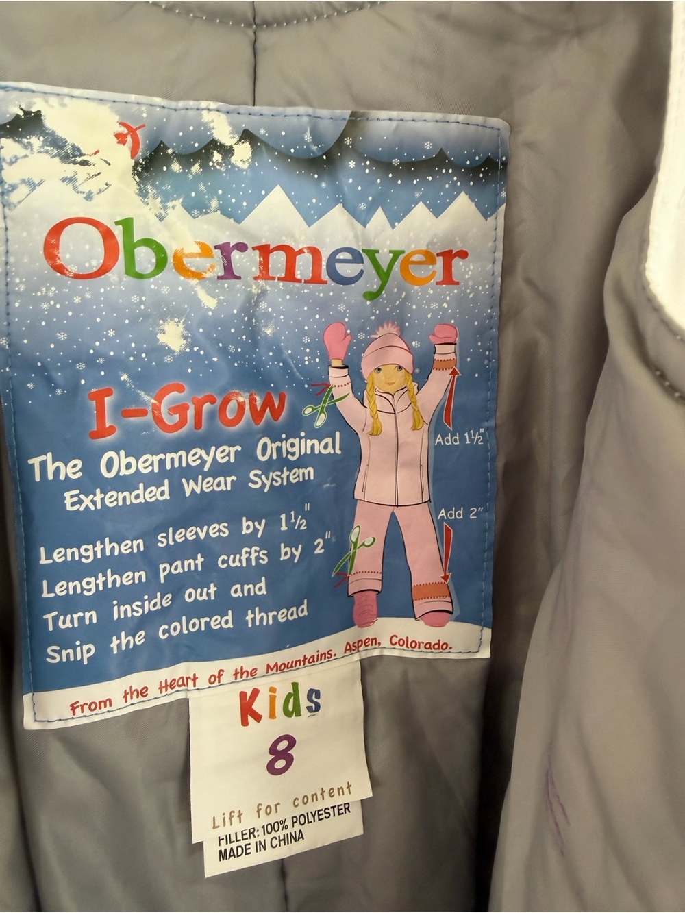 Obermeyer girls Snoverall white Pants size 8 - Picture 3 of 8